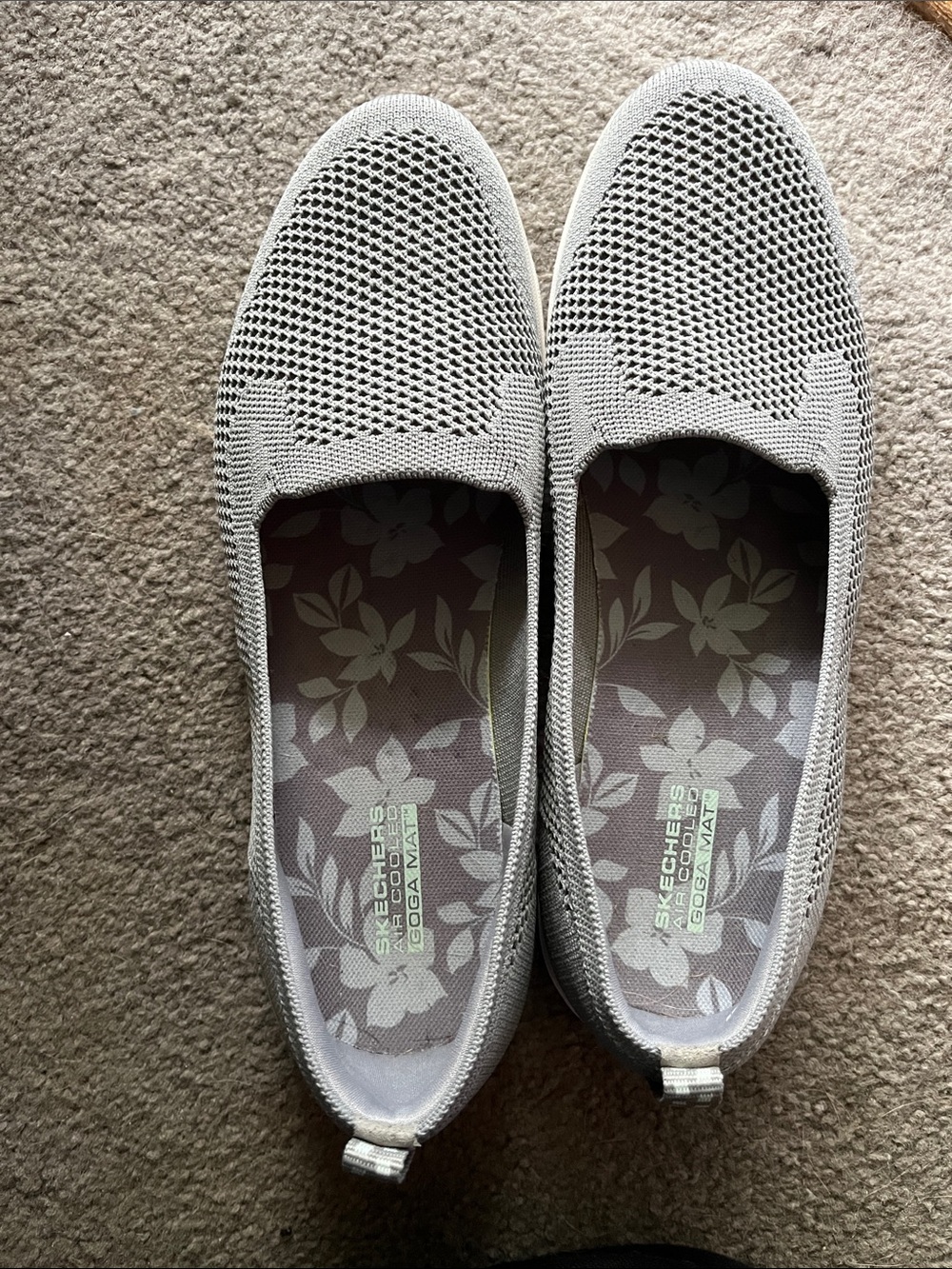 Women’s Skechers Light Gray Slip-On Knit Flats